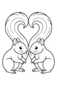 Free Squirrel Coloring Page - Two Squirrels With Tails Forming a Heart (Printable PDF)