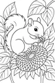 Free Squirrel Coloring Page - Sunflower Picnic Scene (Printable PDF)