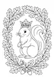 Free Squirrel Coloring Page - Woodland Leaf Crown Scene (Printable PDF)