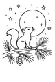 Free Squirrel Coloring Page - Night Forest Under the Moon (Printable PDF)