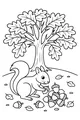 Free Squirrel Coloring Page - Gathering Acorns Under an Oak Tree (Printable PDF)