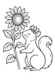 Free Squirrel Coloring Page - Girl Squirrel With Sunflower (Printable PDF)