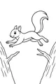Free Squirrel Coloring Page - Leaping Between Forest Trees (Printable PDF)