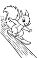 Free Squirrel Coloring Page - Cartoon Skater on Tree Trunk (Printable PDF)