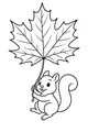 Free Squirrel Coloring Page - Cute Cartoon With Maple Leaf Umbrella (Printable PDF)