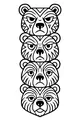 Free Bear Coloring Page - Grumpy Totem Face Stack (Printable PDF)