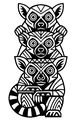 Free Lemur Coloring Page - Three Stacked Lemurs With Big Eyes (Printable PDF)
