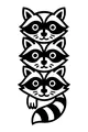 Free Raccoon Coloring Page - Three Cute Faces in a Stack (Printable PDF)