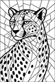 Free Cheetah Coloring Page - Sunburst Mosaic Big Cat (Printable PDF)
