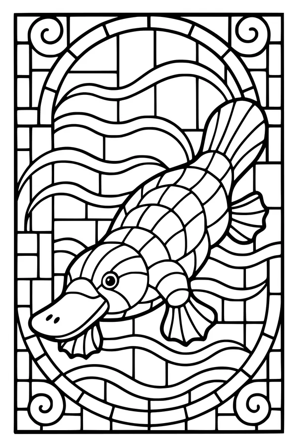 Free Platypus Coloring Page - Cartoon Swimmer in Wavy Water (Printable PDF)