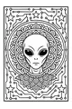 Free Alien Portrait Coloring Page - Starlight Circuit Mandala (Printable PDF)