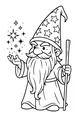 Free Gnome Wizard Coloring Page - Starry Hat and Magic Sparkles (Printable PDF)