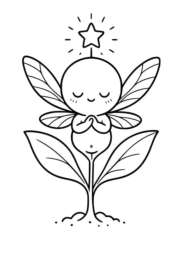 Free Fairy Coloring Page - Star Sprout Garden Blessing (Printable PDF)