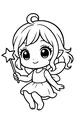 Free Fairy Coloring Page - Chibi Star Wand Fairy Girl (Printable PDF)