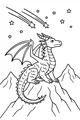 Free Dragon Coloring Page - Starfall Mountain Night Sky (Printable PDF)