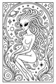 Free Alien Girl Coloring Page - Starlight Swirls in Outer Space (Printable PDF)