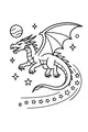 Free Dragon Coloring Page - Starlight Dragon Flying Through Space (Printable PDF)