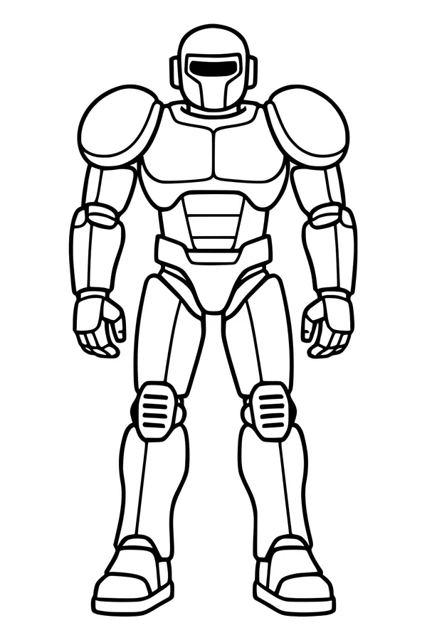 Free Robot Android Coloring Page - Armored Starport Guardian (Printable PDF)