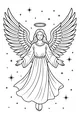 Free Christmas Angel Coloring Page - Starry Night Sky (Printable PDF)