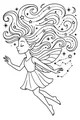 Free Fairy Coloring Page - Starry-Haired Fairy Flying at Night (Printable PDF)