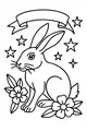 Free Hare Coloring Page - Starry-Eared Bunny With Flowers (Printable PDF)