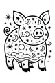 Free Pig Coloring Page - Starlight Pig on a Dreamy Night Walk (Printable PDF)