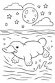 Free Platypus Coloring Page - Swimming Under a Starry Night (Printable PDF)