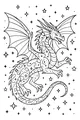 Free Dragon Coloring Page - Starry Night Sky Flight (Printable PDF)