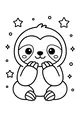 Free Sloth Coloring Page - Smiling Sloth Under Starlit Night (Printable PDF)