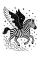 Free Zebra Coloring Page - Winged Zebra in Starry Night Sky (Printable PDF)