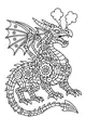 Free Dragon Coloring Page - Steampunk Mechanical Gears and Steam (Printable PDF)