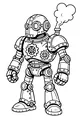 Free Steampunk Robot Coloring Page - Gear-Heart Bot With Goggles And Gears (Printable PDF)