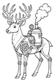 Free Deer Coloring Page - Steampunk Forest Helper With Gears (Printable PDF)