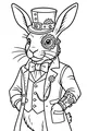 Free Hare Coloring Page - Steampunk Professor in Suit (Printable PDF)