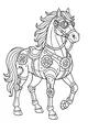 Free Robot Horse Coloring Page - Steampunk Mechanical Mare (Printable PDF)