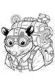 Free Opossum Coloring Page - Steampunk Inventor With Goggles (Printable PDF)