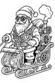 Free Santa Coloring Page - Steampunk Sleigh Ride With Gears (Printable PDF)