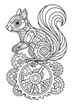 Free Squirrel Coloring Page - Steampunk Clockwork Mechanical Squirrel (Printable PDF)