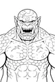 Free Ogre Coloring Page - Muscular Stone-Scaled Monster Roaring (Printable PDF)