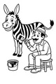 Free Donkey Coloring Page - Man Painting Zebra Stripes (Printable PDF)