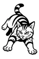 Free Cat Coloring Page - Crouching Striped Tabby Ready To Pounce (Printable PDF)