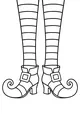 Free Witch Legs Coloring Page - Striped Stockings and Swirly Boots (Printable PDF)