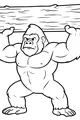 Free Gorilla Coloring Page - Muscular Ape Lifting Giant Log (Printable PDF)
