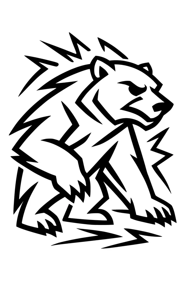 Free Polar Bear Coloring Page - Spikey Arctic Bear With Big Paws (Printable PDF)