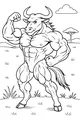 Free Wildebeest Coloring Page - Muscular Cartoon Flexing in the Savannah (Printable PDF)
