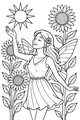 Free Fairy Coloring Page - Sunflower Garden Morning Sun (Printable PDF)