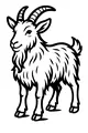 Free Goat Coloring Page - Fluffy Billy Goat with Curved Horns (Printable PDF)