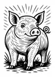 Free Pig Coloring Page - Smiling Farm Pig in the Sun (Printable PDF)