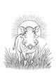 Free Warthog Coloring Page - Standing in Tall Savanna Grass (Printable PDF)