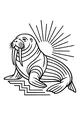 Free Walrus Coloring Page - Sunlit Walrus on Arctic Shore (Printable PDF)